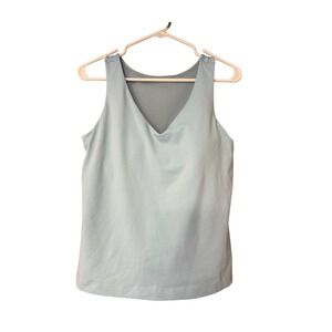 Athleta Light Blue V-Neck Tank Top Shelf‎ Bra Built-in Bra 36C Womens Activewear